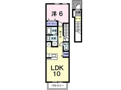 ヴァンクレーヴⅡA(1LDK/2階)の間取り写真