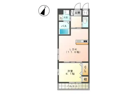 アオイリオーサ(1LDK/2階)の間取り写真