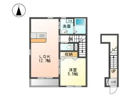 東海道本線 岐阜駅 バス乗車時間：25分 鶉ターミナルバス停で下車 徒歩2分 2階建 築13年(1LDK/2階)の間取り写真