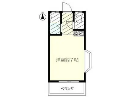 エーデルハイツ(ワンルーム/2階)の間取り写真