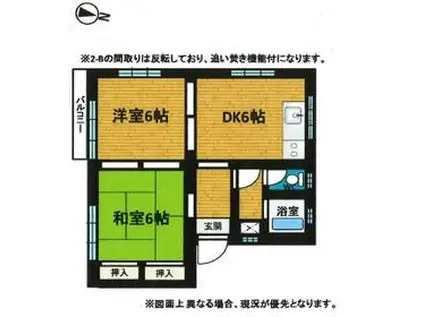 ハイツ湘南(2DK/2階)の間取り写真