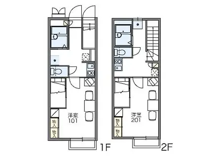 レオパレスレジェンド(1K/2階)の間取り写真