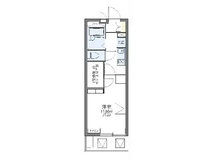 レオパレスブルーリヴィエール(1K/2階)の間取り写真