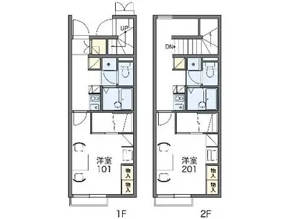 レオパレスプラム ジュネス(1K/2階)の間取り写真