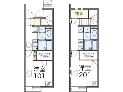 レオネクストサーフサイド海誠(1K/1階)の間取り写真