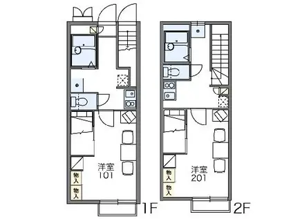 レオパレスMARCHENⅡ(1K/2階)の間取り写真