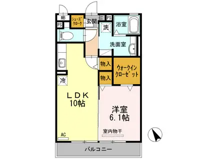 グランブルー2(1LDK/2階)の間取り写真