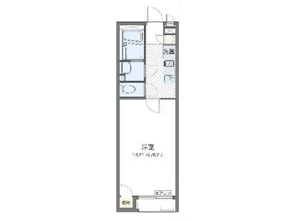 レオネクストサクセスコート日立(1K/1階)の間取り写真