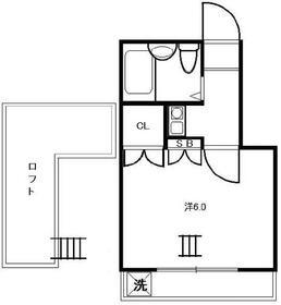 ペガサス東越谷(1K/2階)の間取り写真