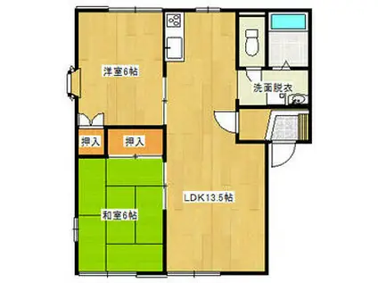 サンモールC館(2LDK/2階)の間取り写真