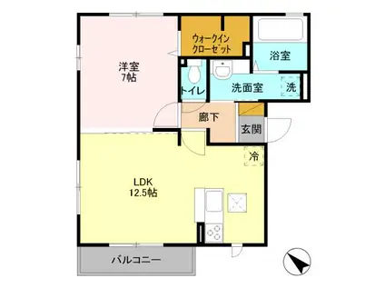 コンフォートⅠ(1LDK/1階)の間取り写真