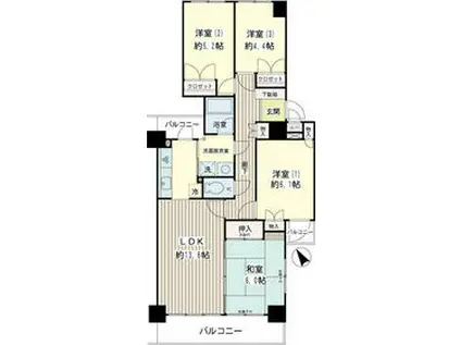 ニックライブステイツ戸塚ガーデン(4LDK/2階)の間取り写真