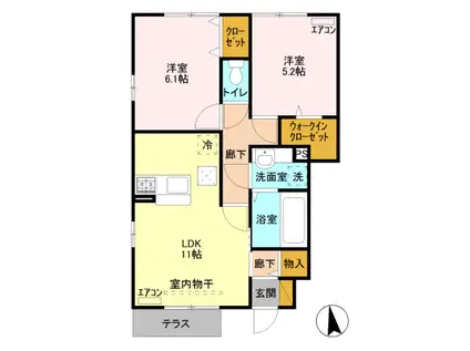 サンライトレジデンス Ⅱ A(2LDK/1階)の間取り写真