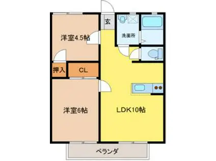 小林ハイツ(2LDK/1階)の間取り写真