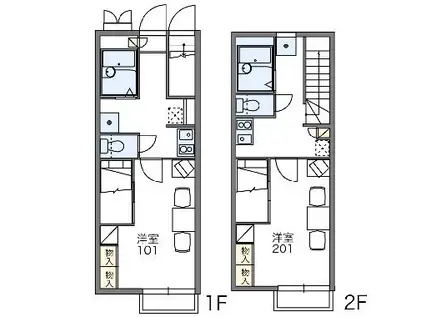 レオパレス神楽(1K/1階)の間取り写真