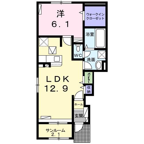 ラッポルティⅡ(1LDK/1階)の間取り写真