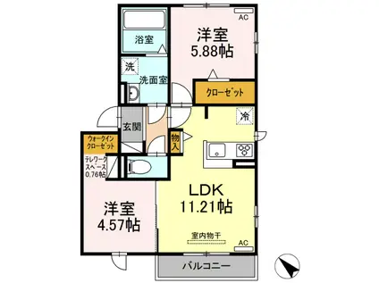 サクセスVIVII VII(2LDK/3階)の間取り写真