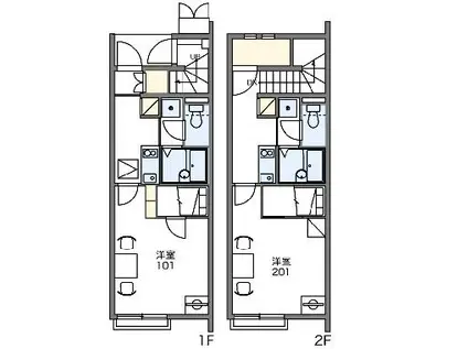 レオネクストシュラインRED(1K/1階)の間取り写真