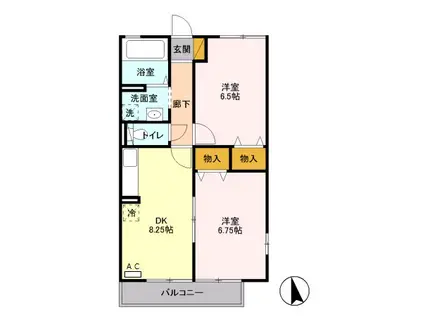 ハイムシンフォニアA・B(2DK/2階)の間取り写真