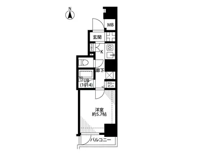 プレール・ドゥーク蒲田Ⅱ(1K/2階)の間取り写真