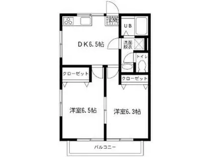 藤ハイツD棟(2DK/2階)の間取り写真