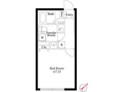 コンポジット代々木参宮橋(1K/2階)の間取り写真