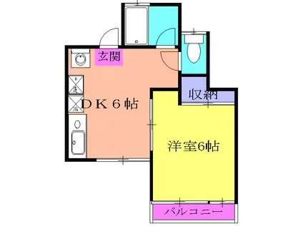 海老名国分パークハイツ弐番館(1DK/1階)の間取り写真