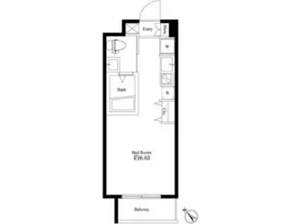 エフパークレジデンス妙蓮寺(ワンルーム/1階)の間取り写真