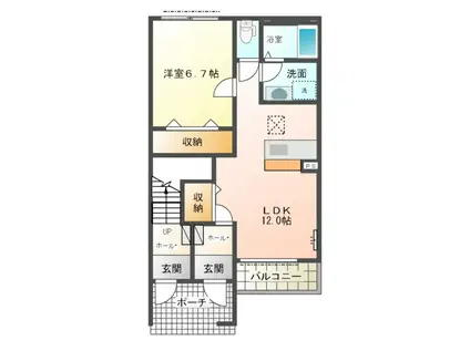 サニーガーデン(1LDK/1階)の間取り写真