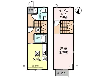 キューブタウン長田　Ｃ(1DK)の間取り写真