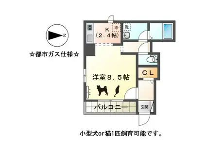 第三ペルスネージュ(1K/1階)の間取り写真