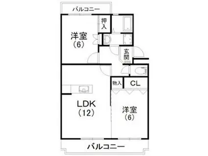 初生パークハイツ(2LDK/2階)の間取り写真