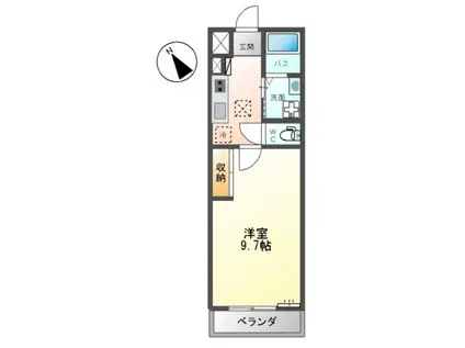 クレセント2(1K/1階)の間取り写真