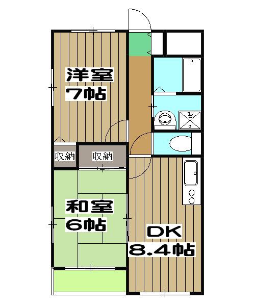 スラージュマンⅡ棟(2LDK/1階)の間取り写真