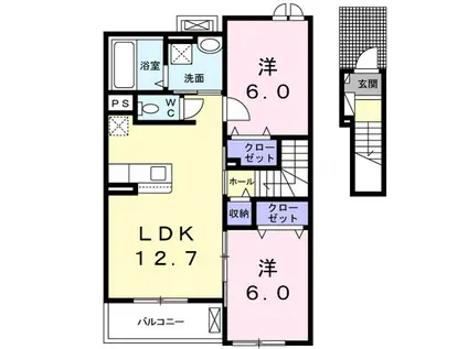 クイスクアムⅡ(2LDK/2階)の間取り写真