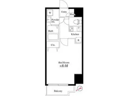 グランパーク東京イースト(1K/8階)の間取り写真