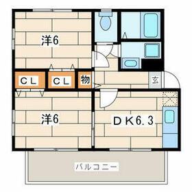 プレセアⅡ(2DK/2階)の間取り写真