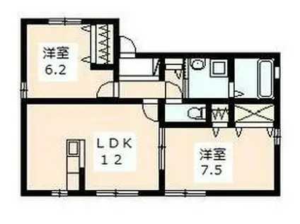 フラワーヒル(2LDK/1階)の間取り写真