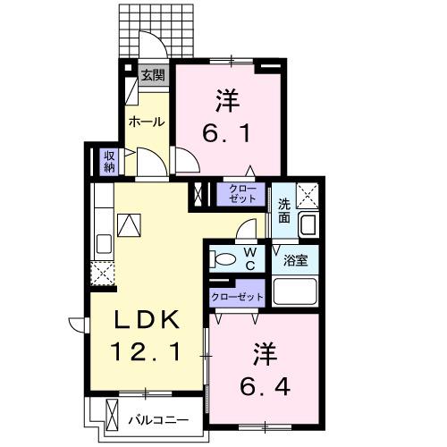 グラシア・Y(2LDK/1階)の間取り写真