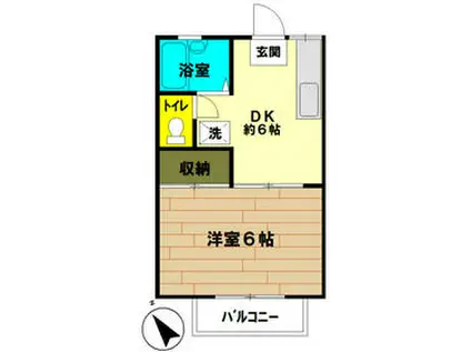 カシマアパート(1DK/2階)の間取り写真