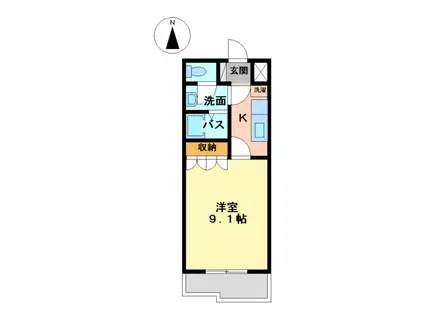 グランティス(1K/1階)の間取り写真