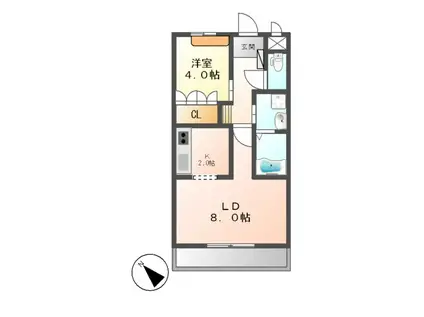 ボンヌール(1LDK/3階)の間取り写真