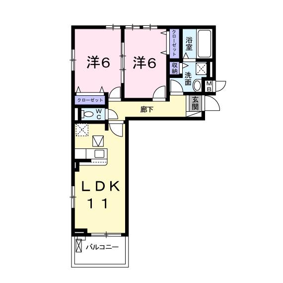 グランクレスタ2(2LDK/1階)の間取り写真