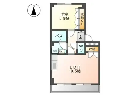 グランディール(1LDK/2階)の間取り写真