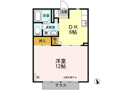 ヴァンテⅢ(1DK/1階)の間取り写真