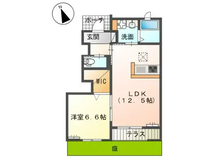 マロンパレ(1LDK/1階)の間取り写真