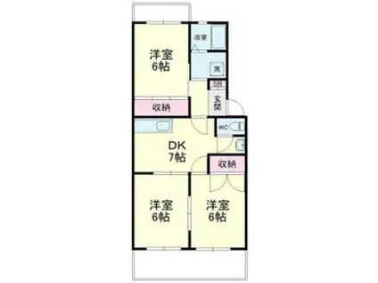 ウィンディホクエン I(3DK/2階)の間取り写真