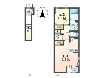 BORDER A(1LDK/2階)の間取り写真