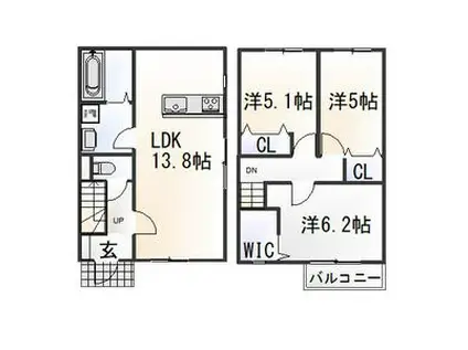 シャシアン(3LDK/1階)の間取り写真