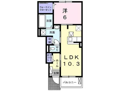 カームⅠ(1LDK/1階)の間取り写真